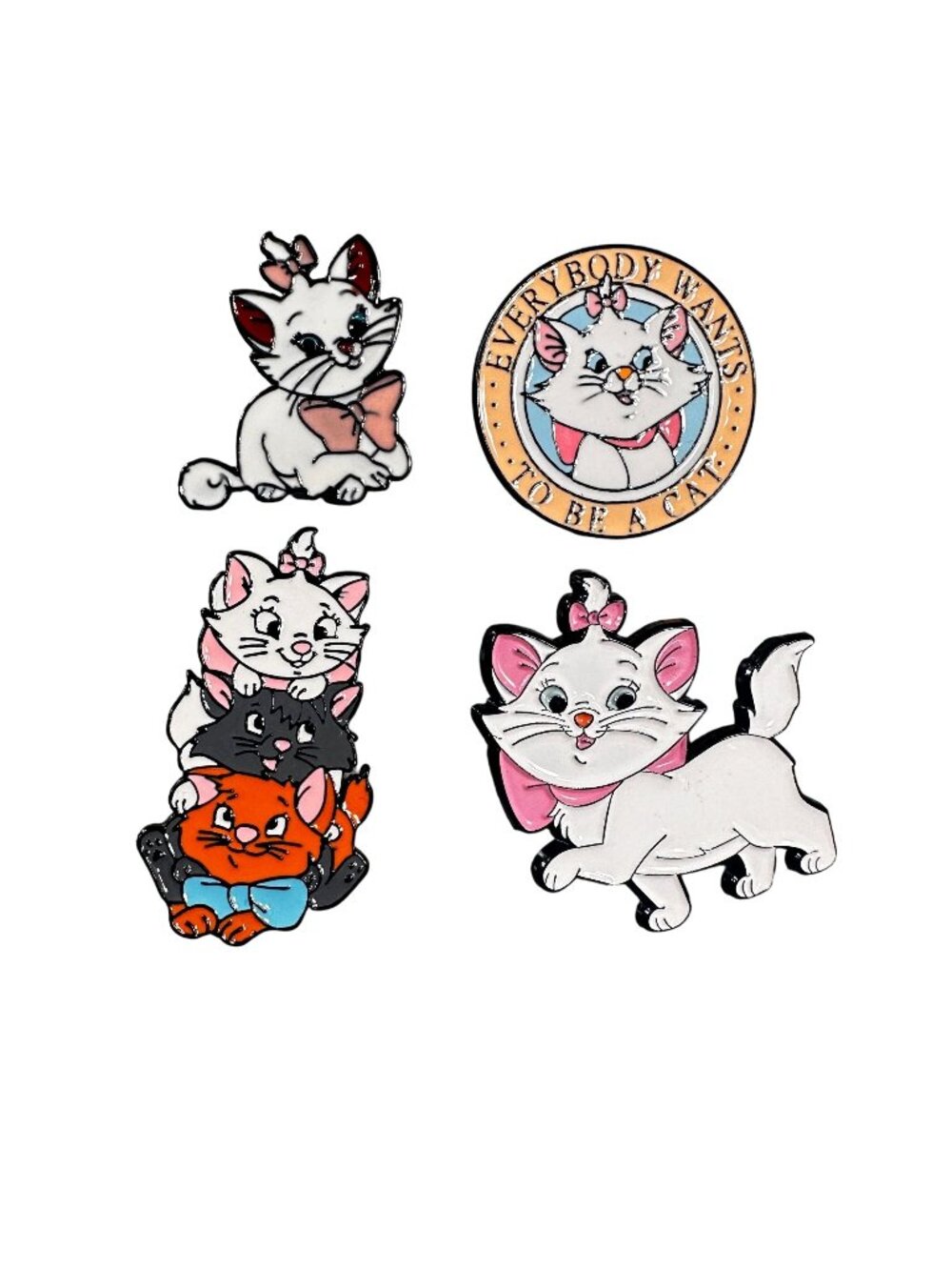 Marie Kitten Lapel Pin Cat Aristocat Pink Bow Bundle Accessories Jewelry Brooch